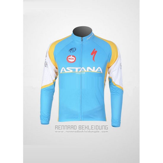 2012 Fahrradbekleidung Astana Hellblau und Shwarz Trikot Langarm und Tragerhose - zum Schließen ins Bild klicken